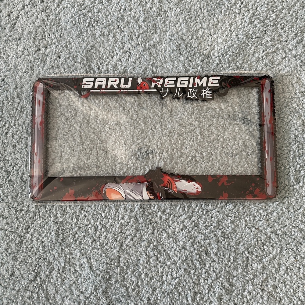 Black Chainsaw Man Anime Denji Pochita Saru Regime License Plate Frame